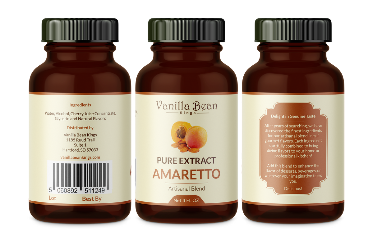 Pure Amaretto Extract 4 fl oz Vanilla Bean Kings