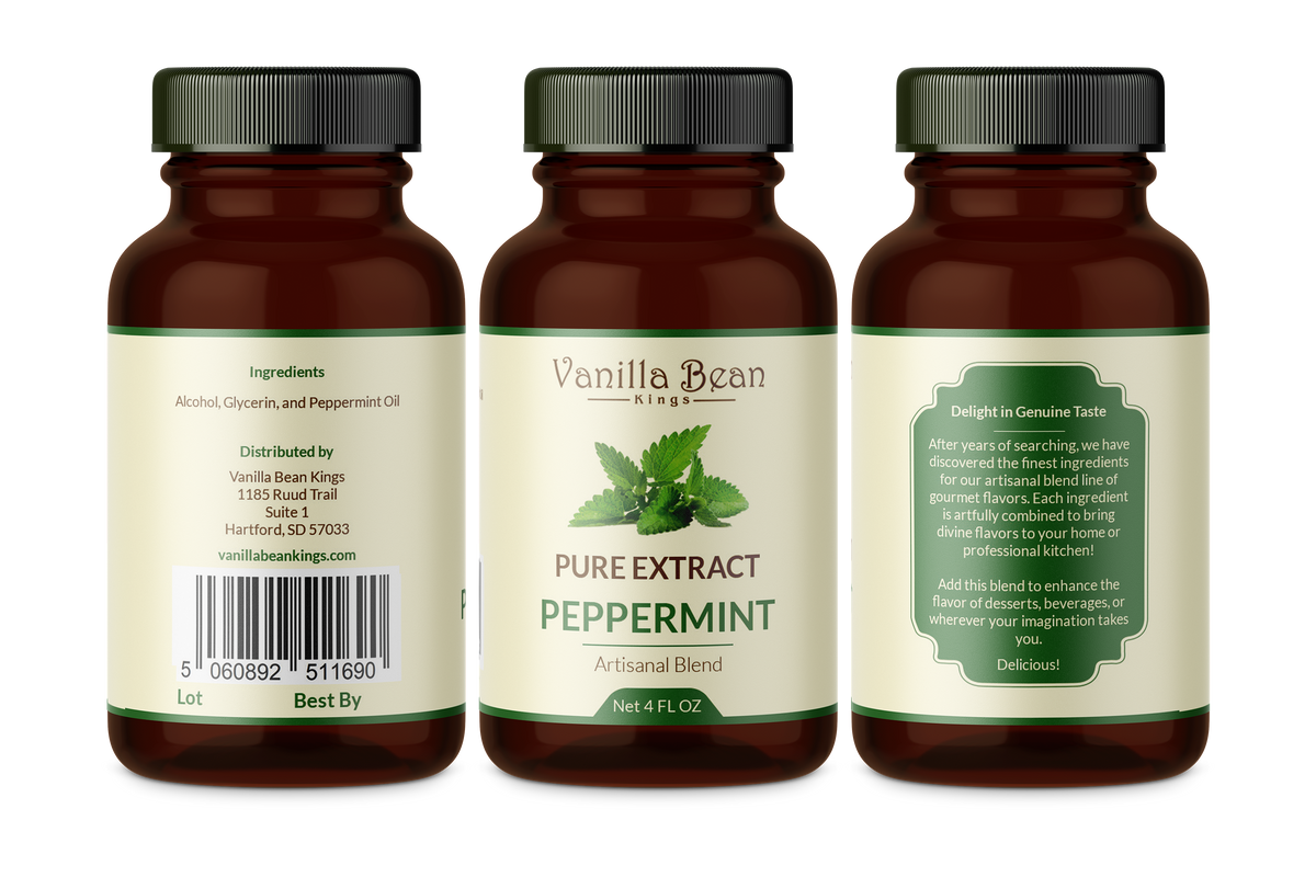 Pure Peppermint Extract 4 fl oz Vanilla Bean Kings