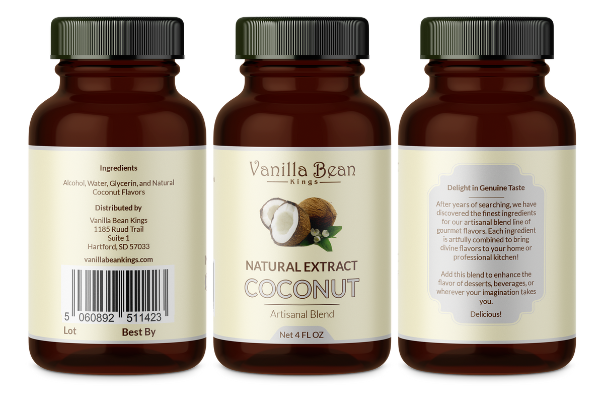 Natural Coconut Extract 4 fl oz Vanilla Bean Kings