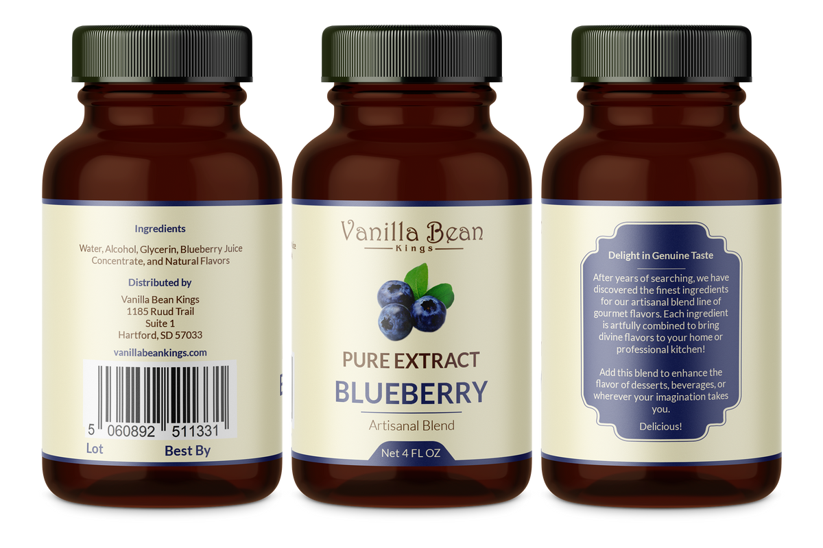 Pure Blueberry Extract 4 fl oz Vanilla Bean Kings