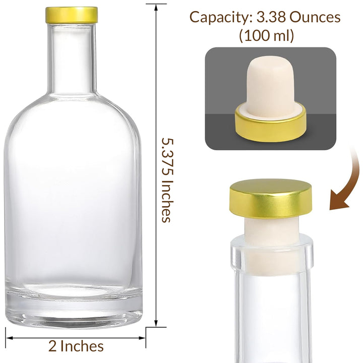 picture with dimensions of of premium cork top bottle