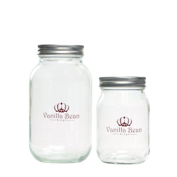 Quart and pint vanilla bean kings logo mason jars