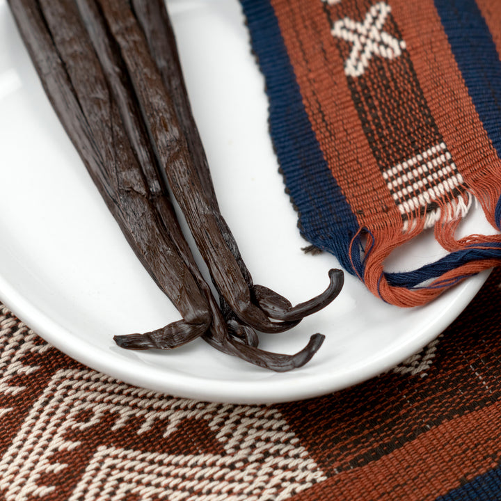 Indonesia Flores Island vanilla beans showing the tips 