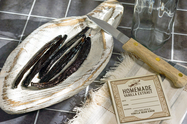 guatemala vanilla beans on table with knife