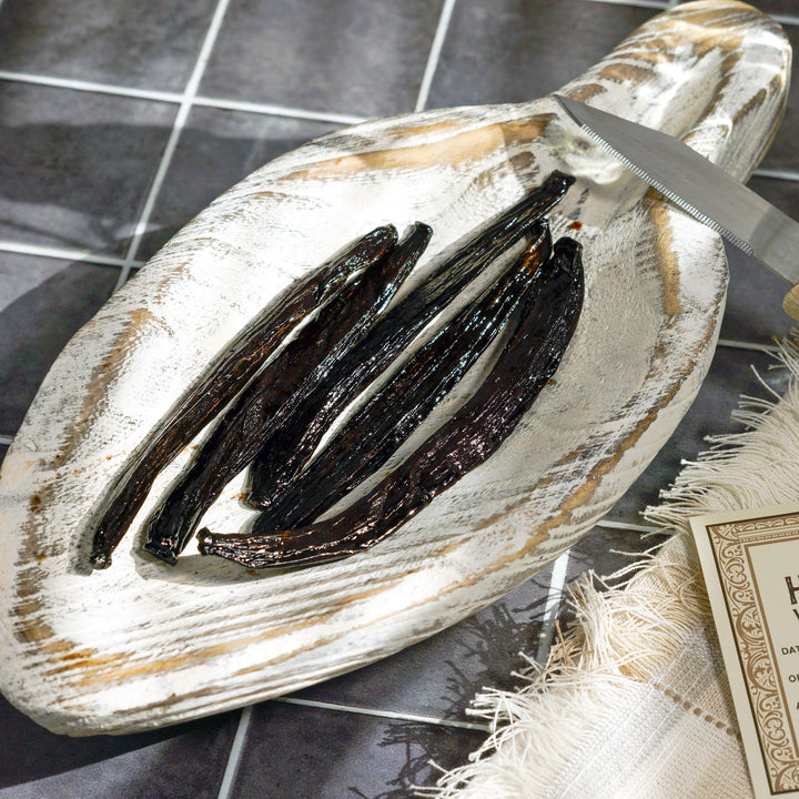 guatemala  vanilla beans on table with knife