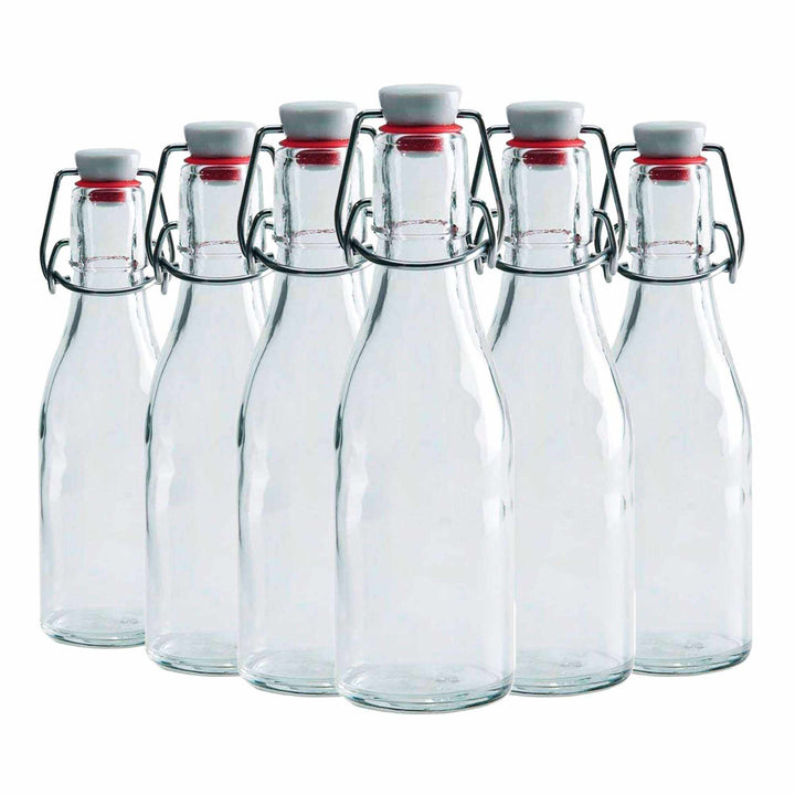 8.5 ounce swing top glass bottle with 6 bottles in image