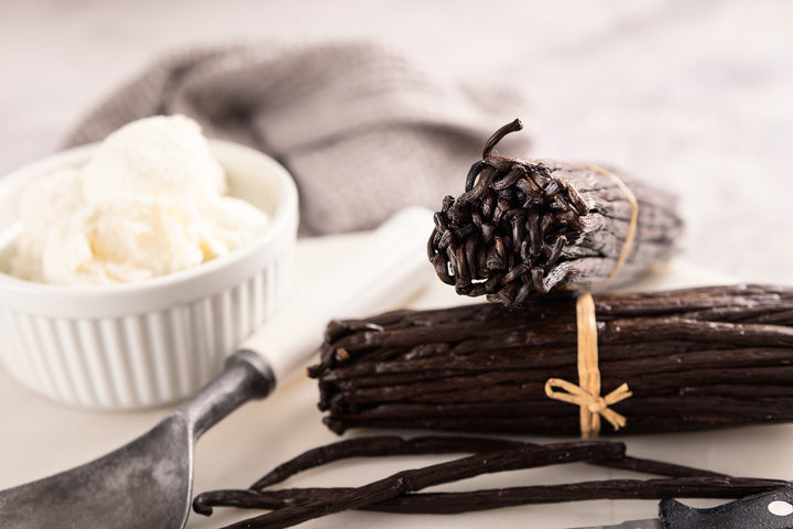vanilla bean with vanilla ice cream
