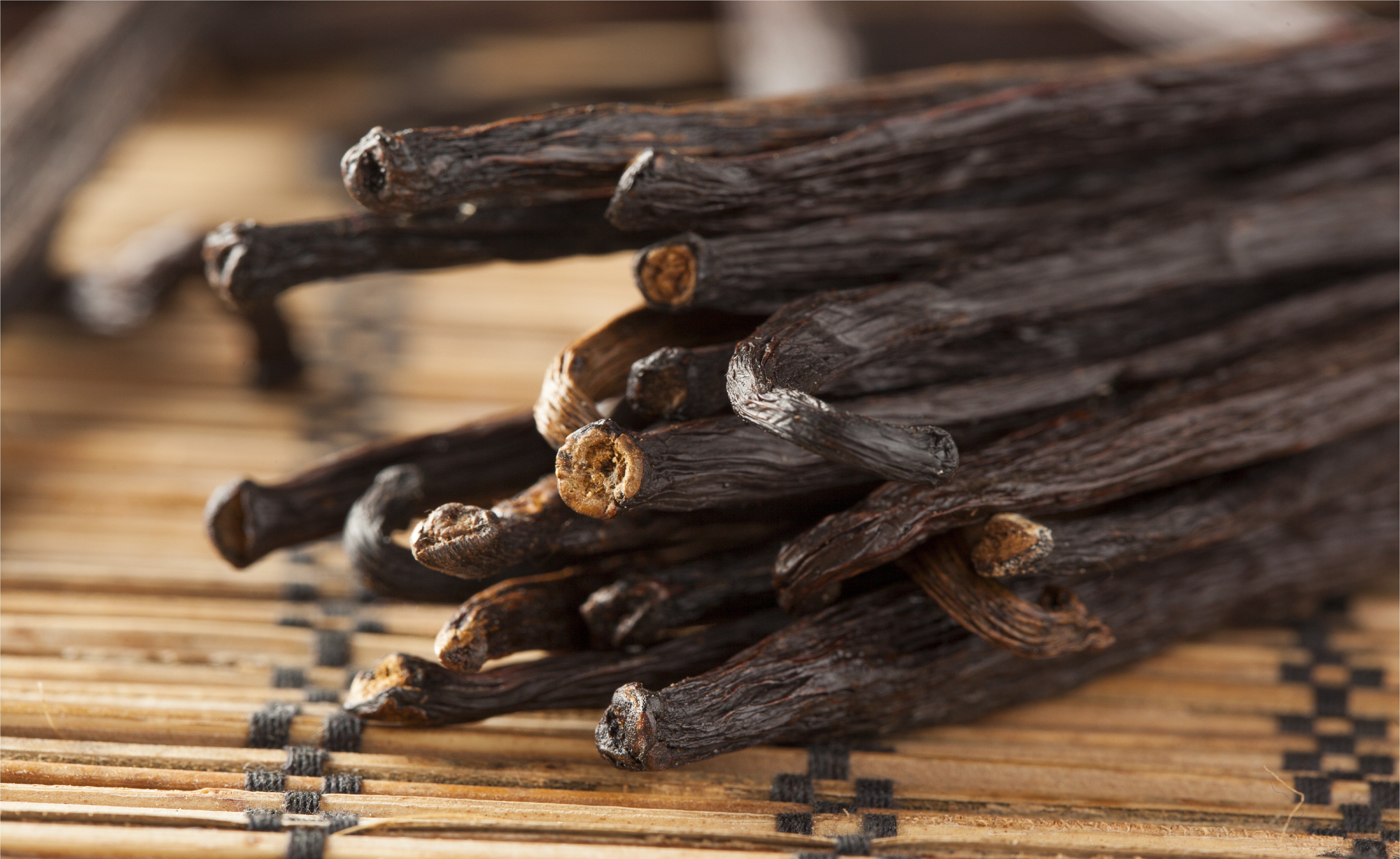 close up view of end of vanilla beans