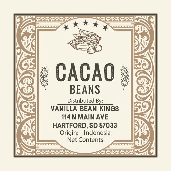 cacao beans 3 inch by 3 inch label