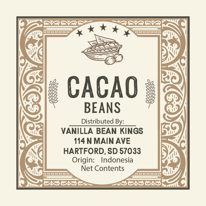 cacao beans 3 inch by 3 inch label