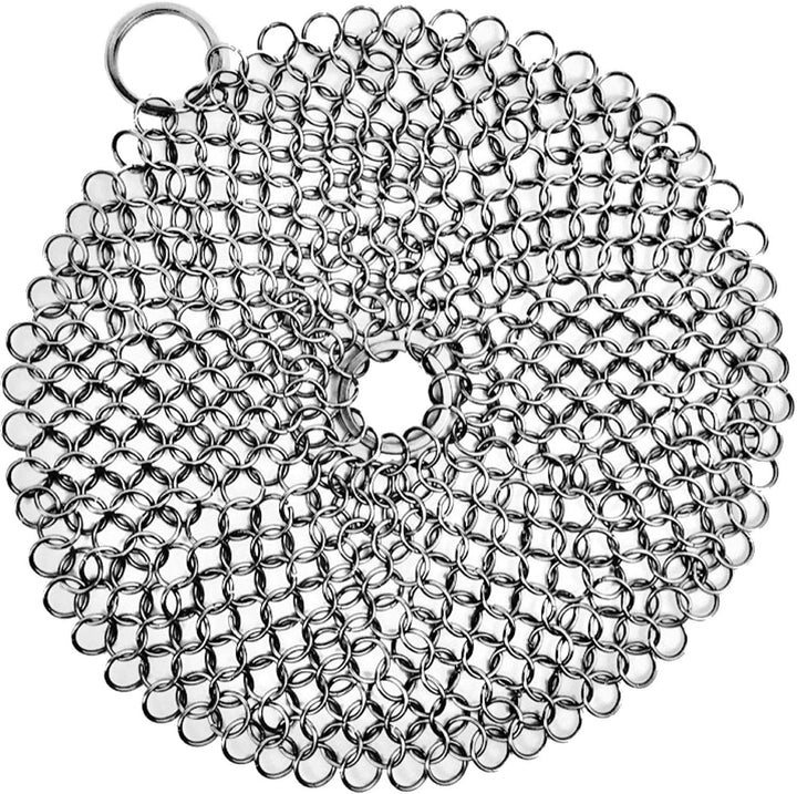 Cast Iron Cleaner, Stainless Steel Chain Mail Scrubber, Iron