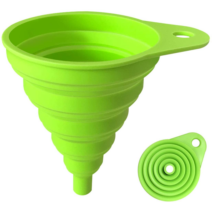 silicone funnel in collapsed position and opened position
