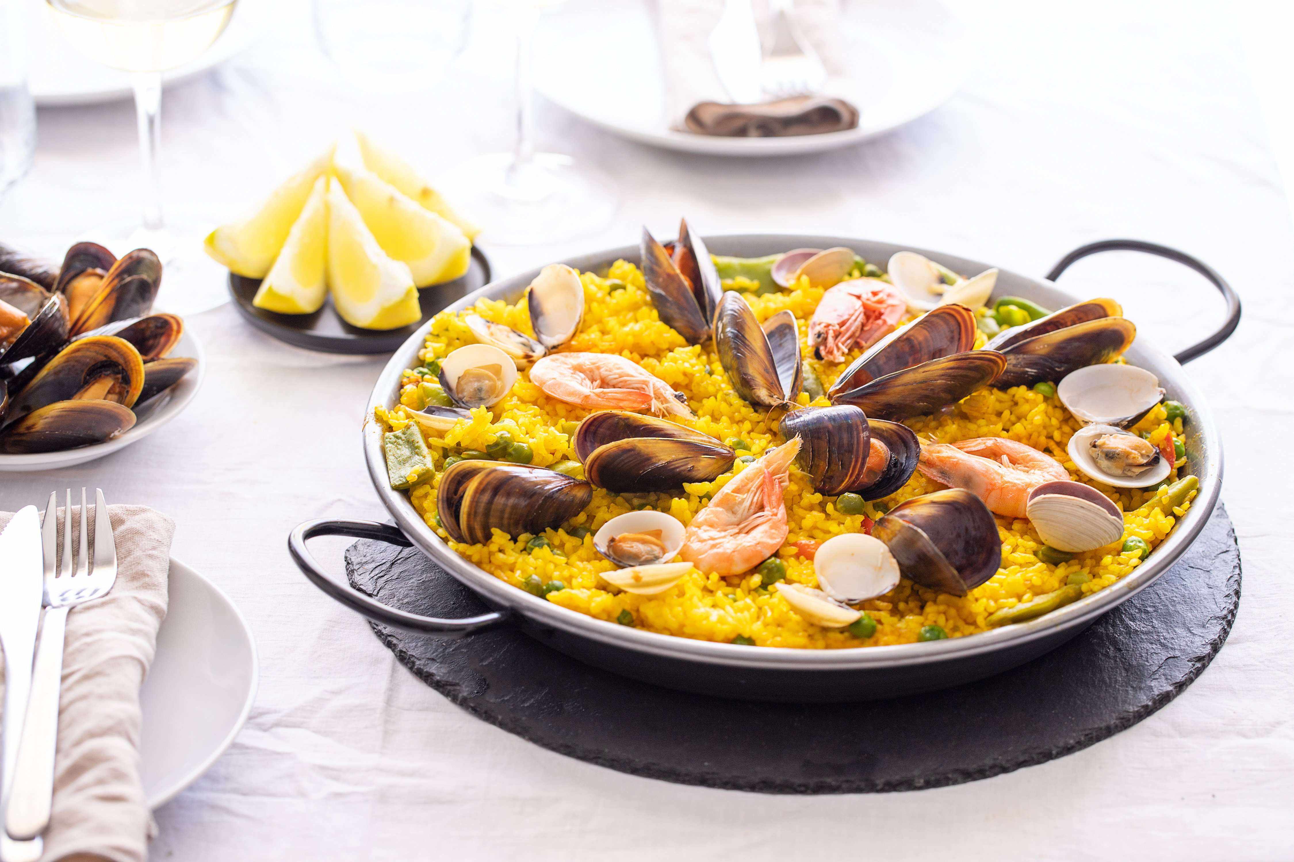 saffron in paella seafood dish