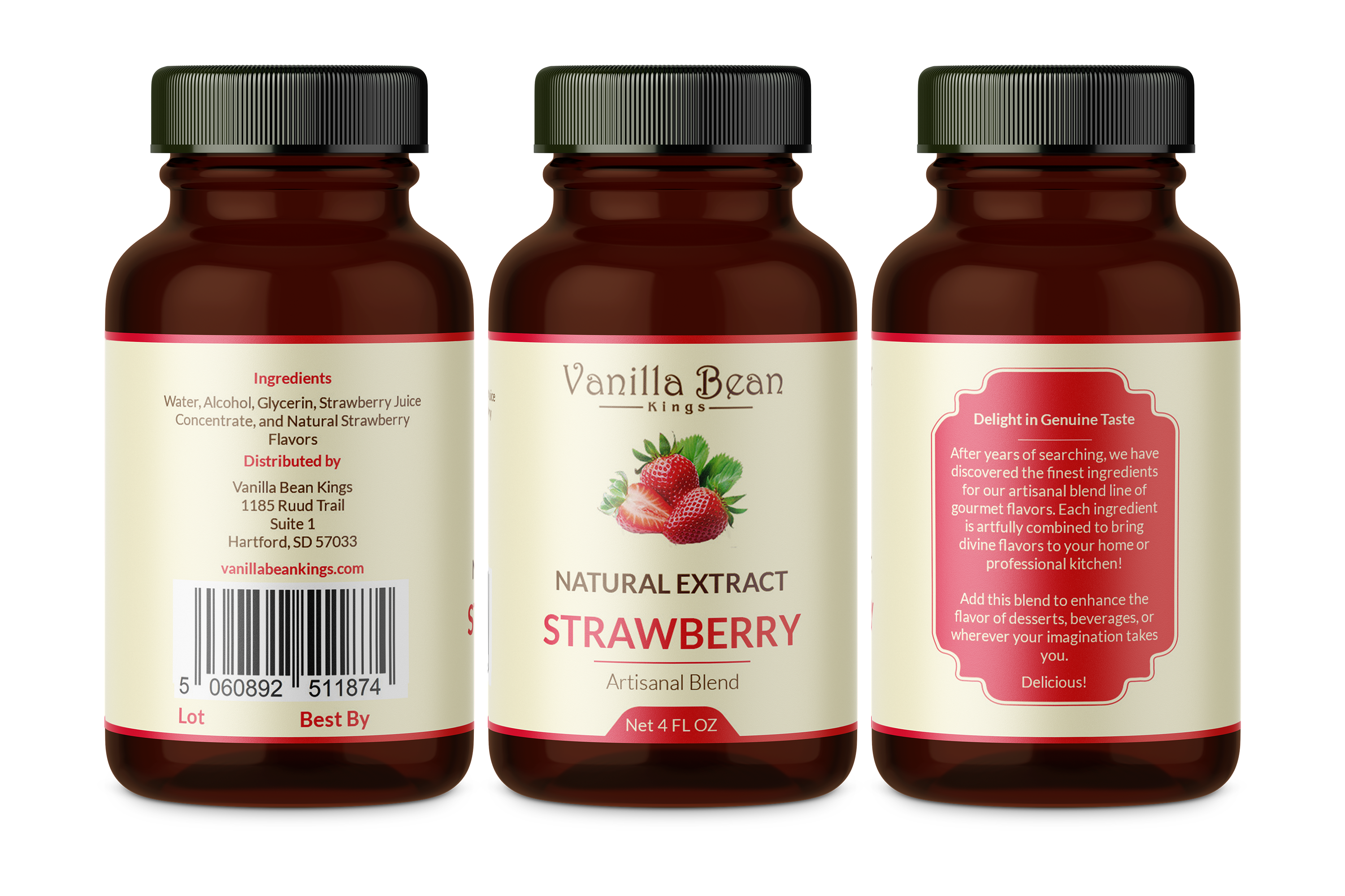 strawberry extract 4oz bottle label