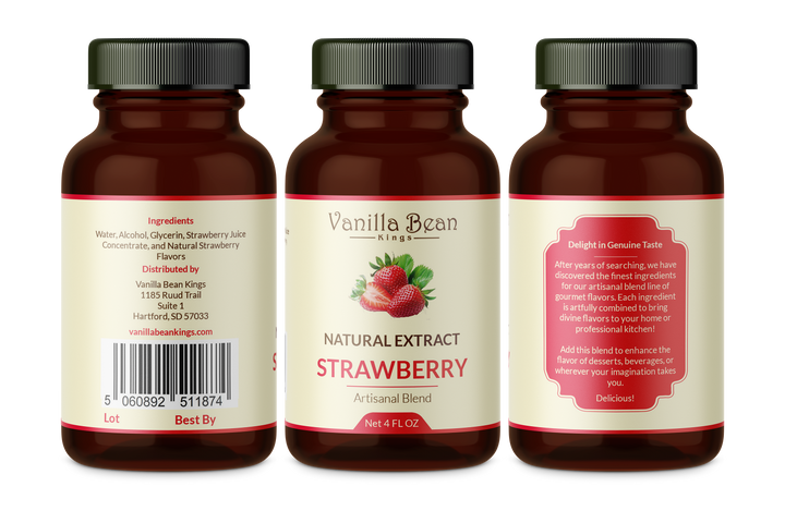 strawberry extract 4oz bottle label