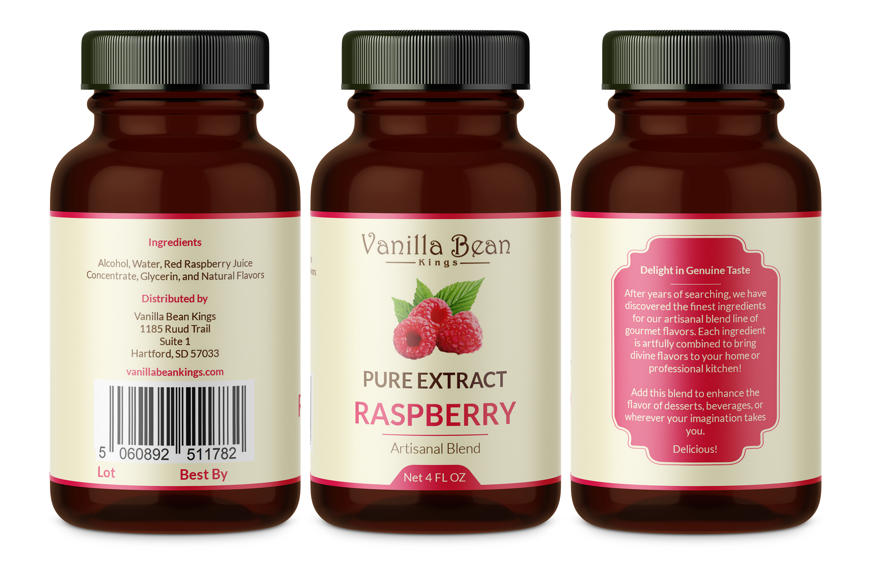 raspberry extract 4 oz bottle label