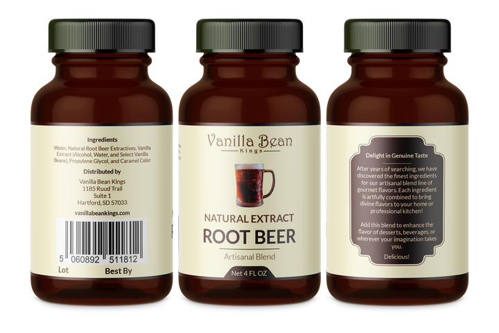 root beer extract 4 oz bottle label
