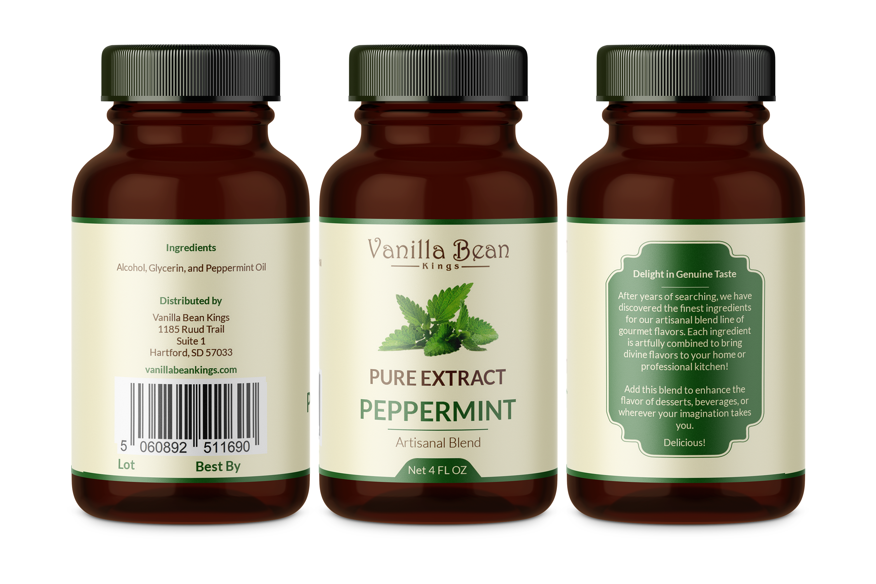 peppermint extract 4 oz bottle label