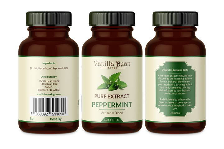 peppermint extract 4 oz bottle label
