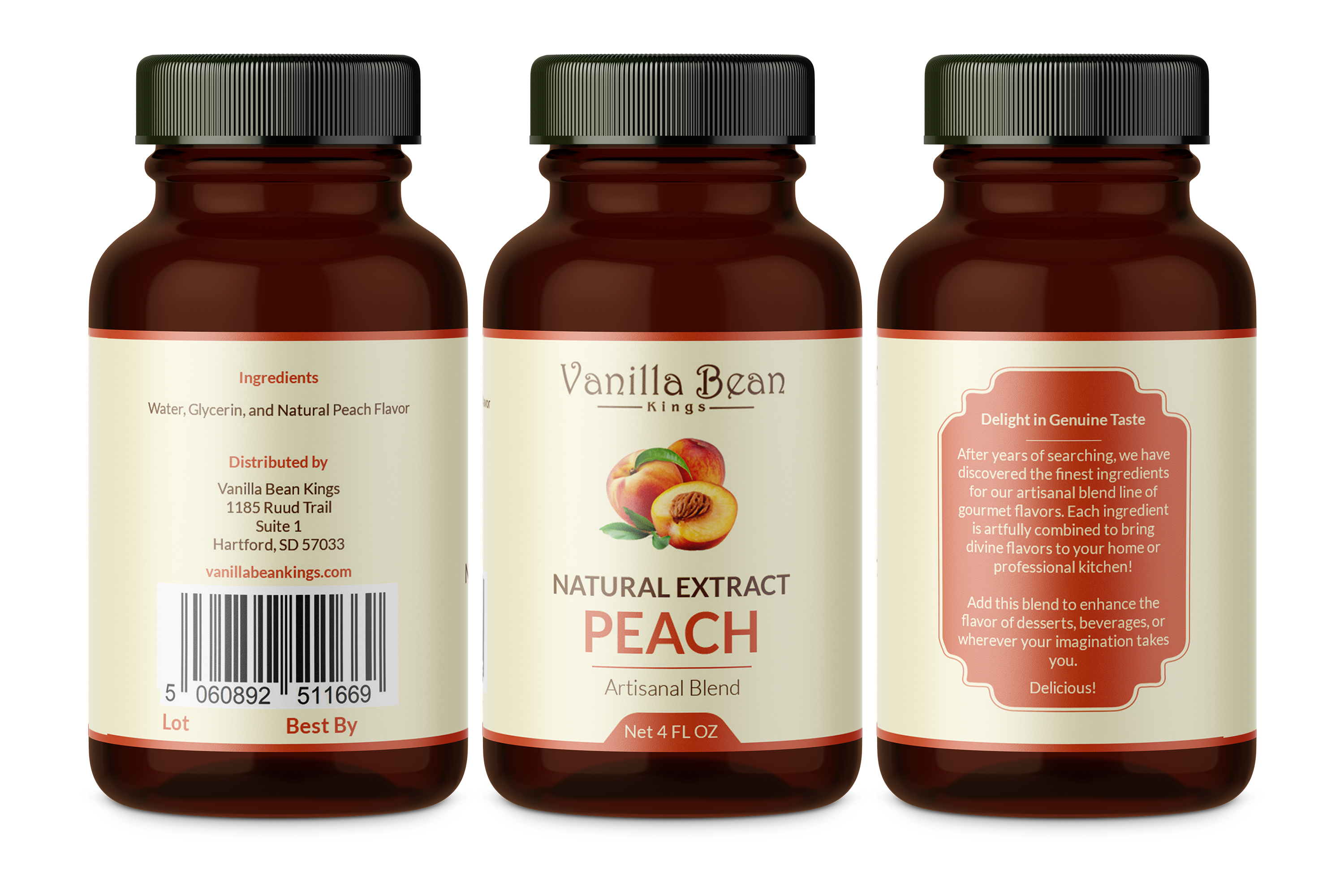 peach extract 4 oz bottle label
