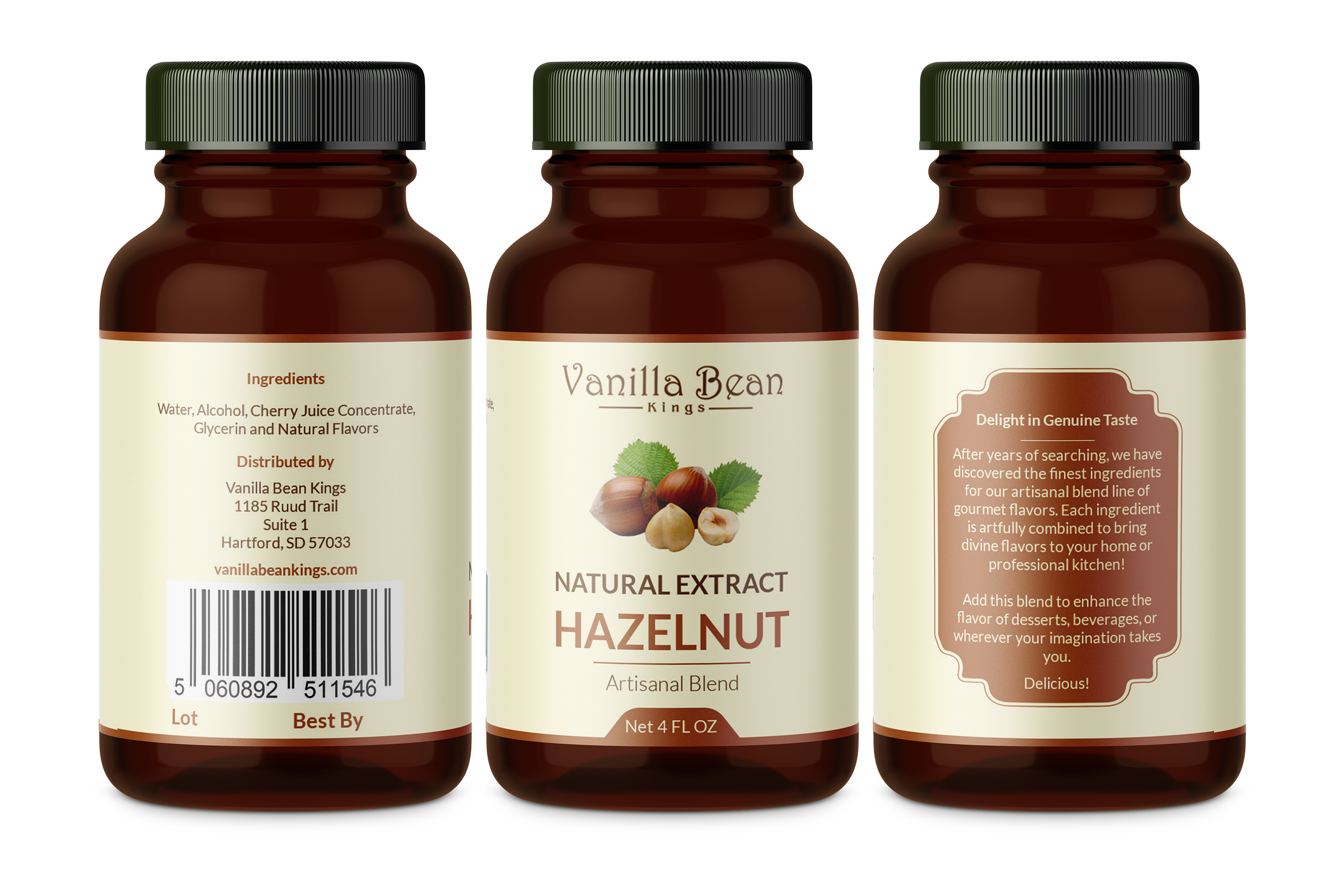 hazelnut extract 4 oz bottle label