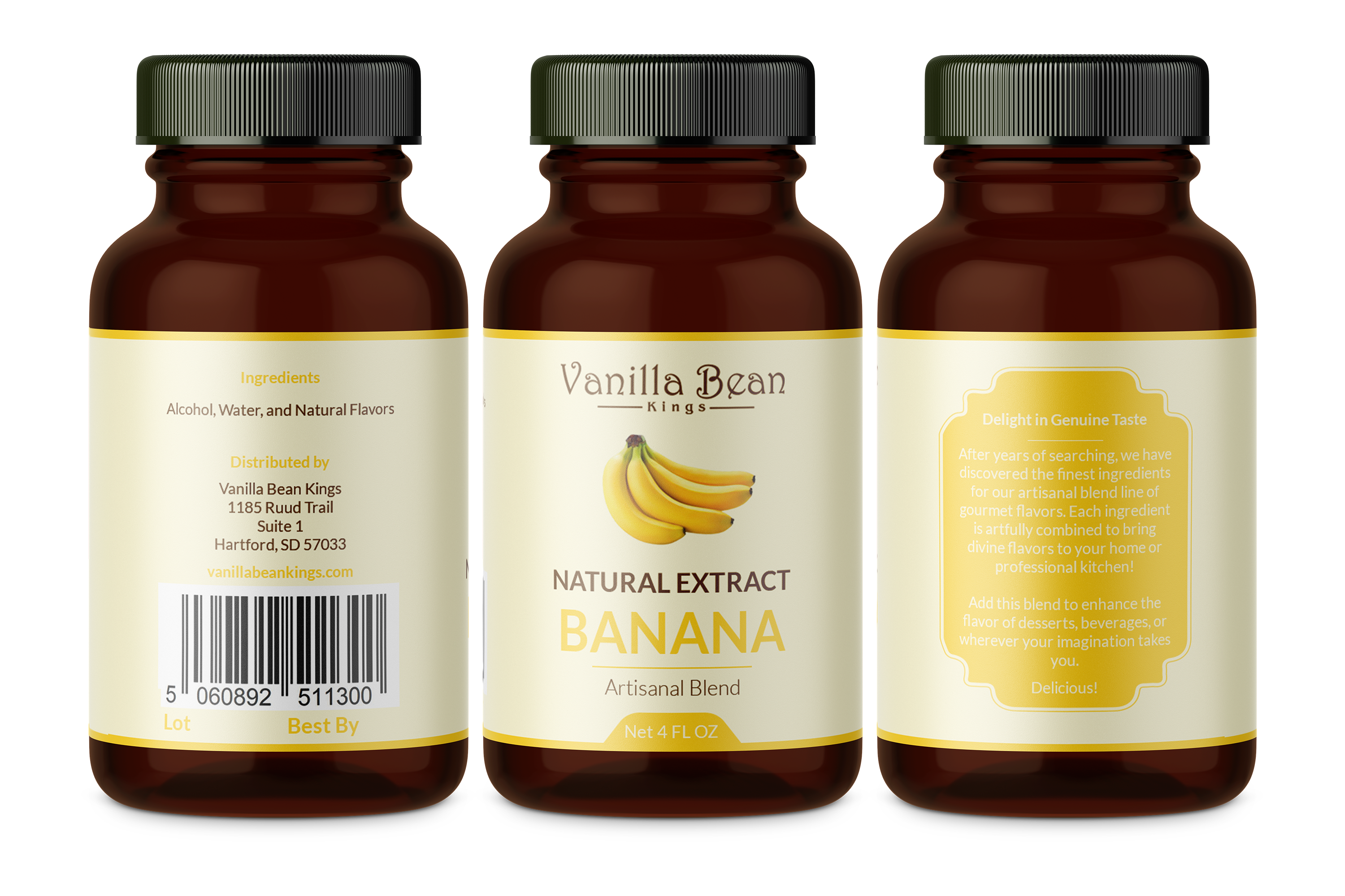 banana extract 4 oz bottle label