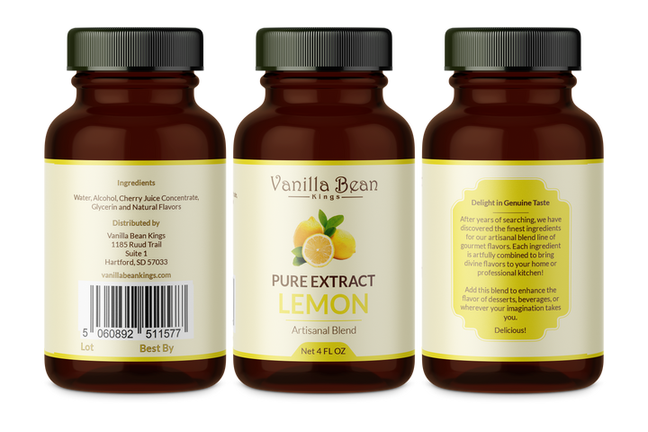 lemon extract 4 oz bottle label