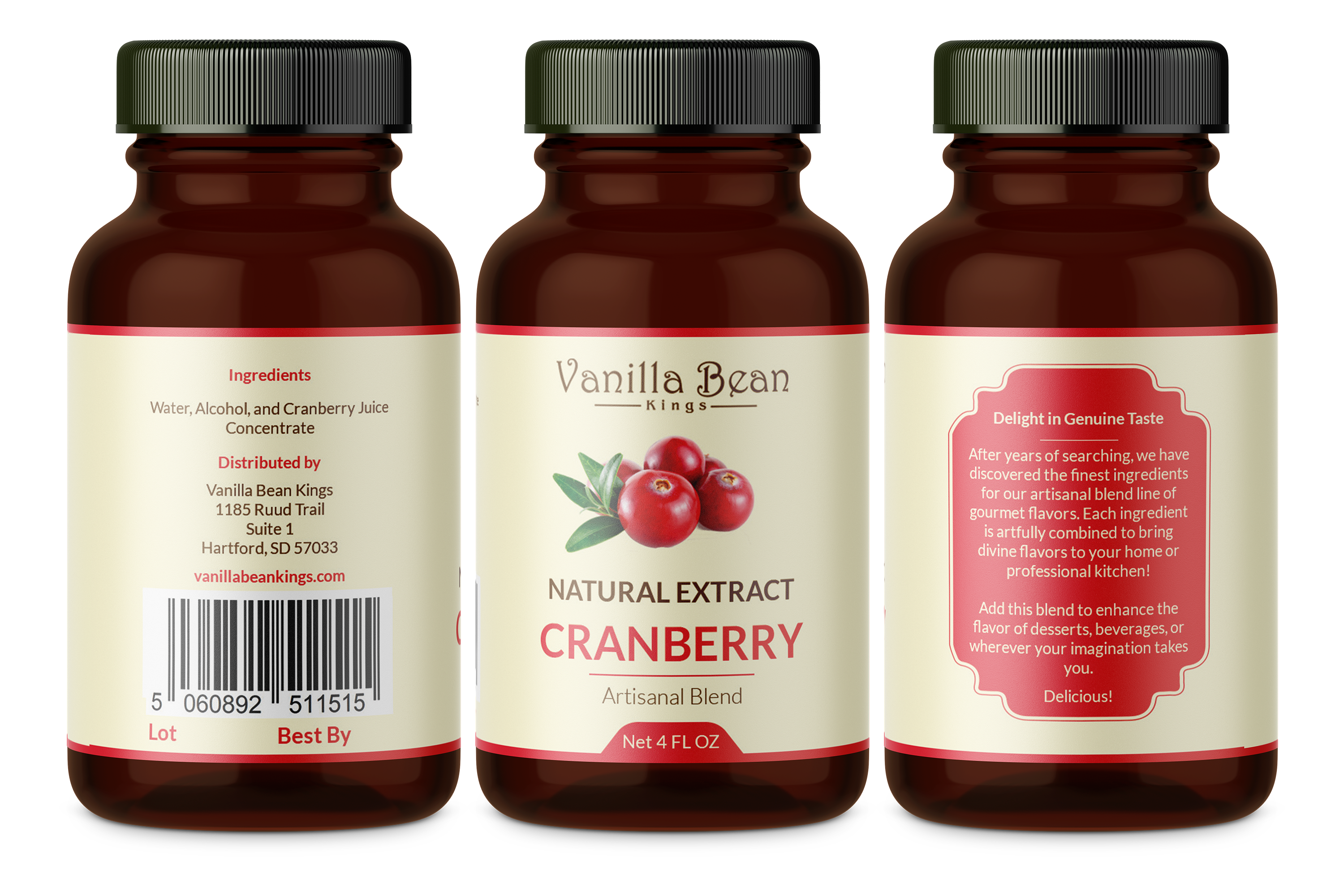 cranberry extract 4 oz bottle label