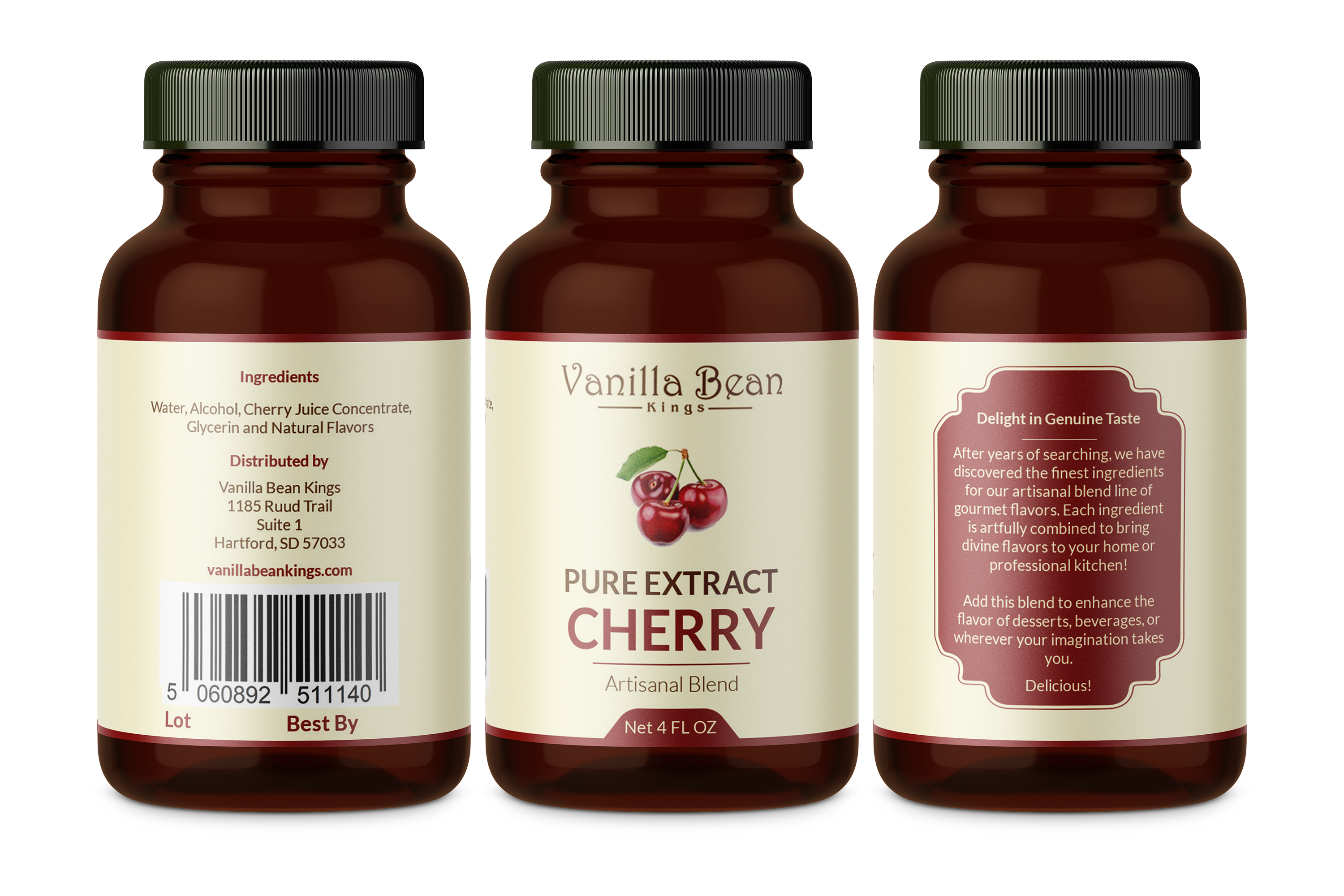 cherry extract 4 oz bottle label
