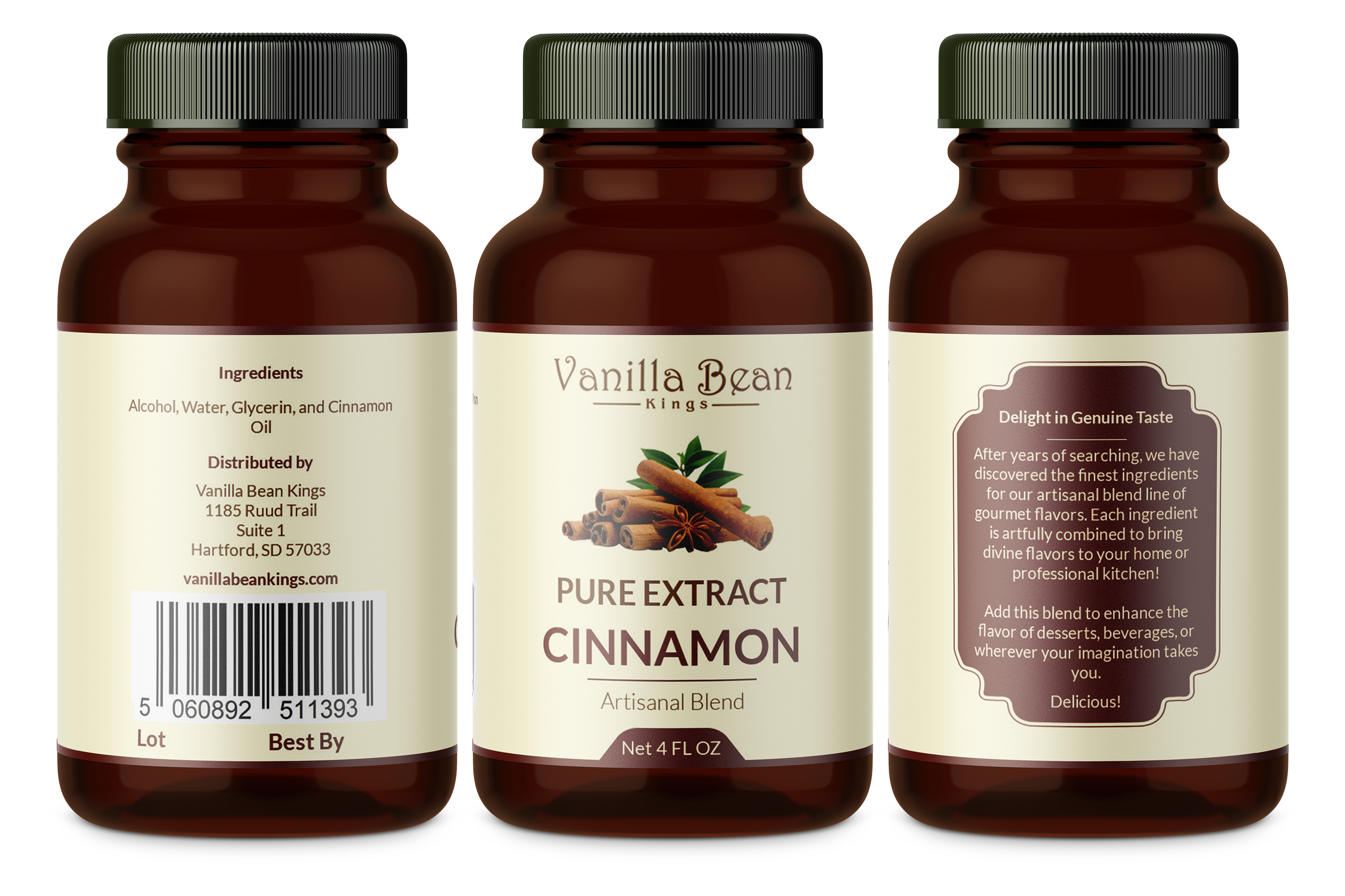 cinnamon extract 4 oz bottle label