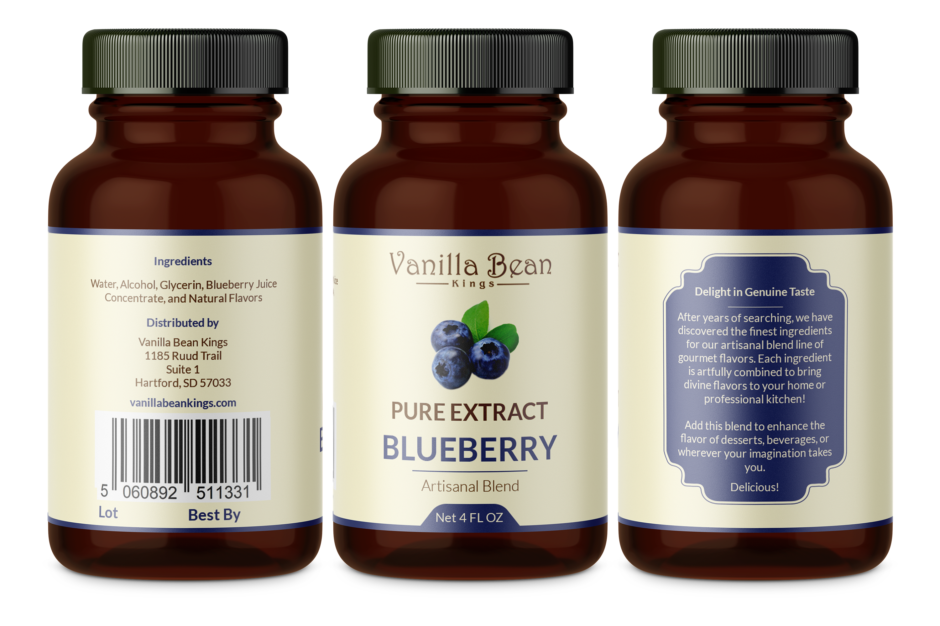 blueberry extract 4 oz bottle label