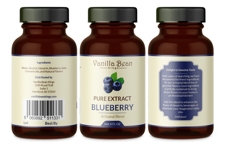 blueberry extract 4 oz bottle label