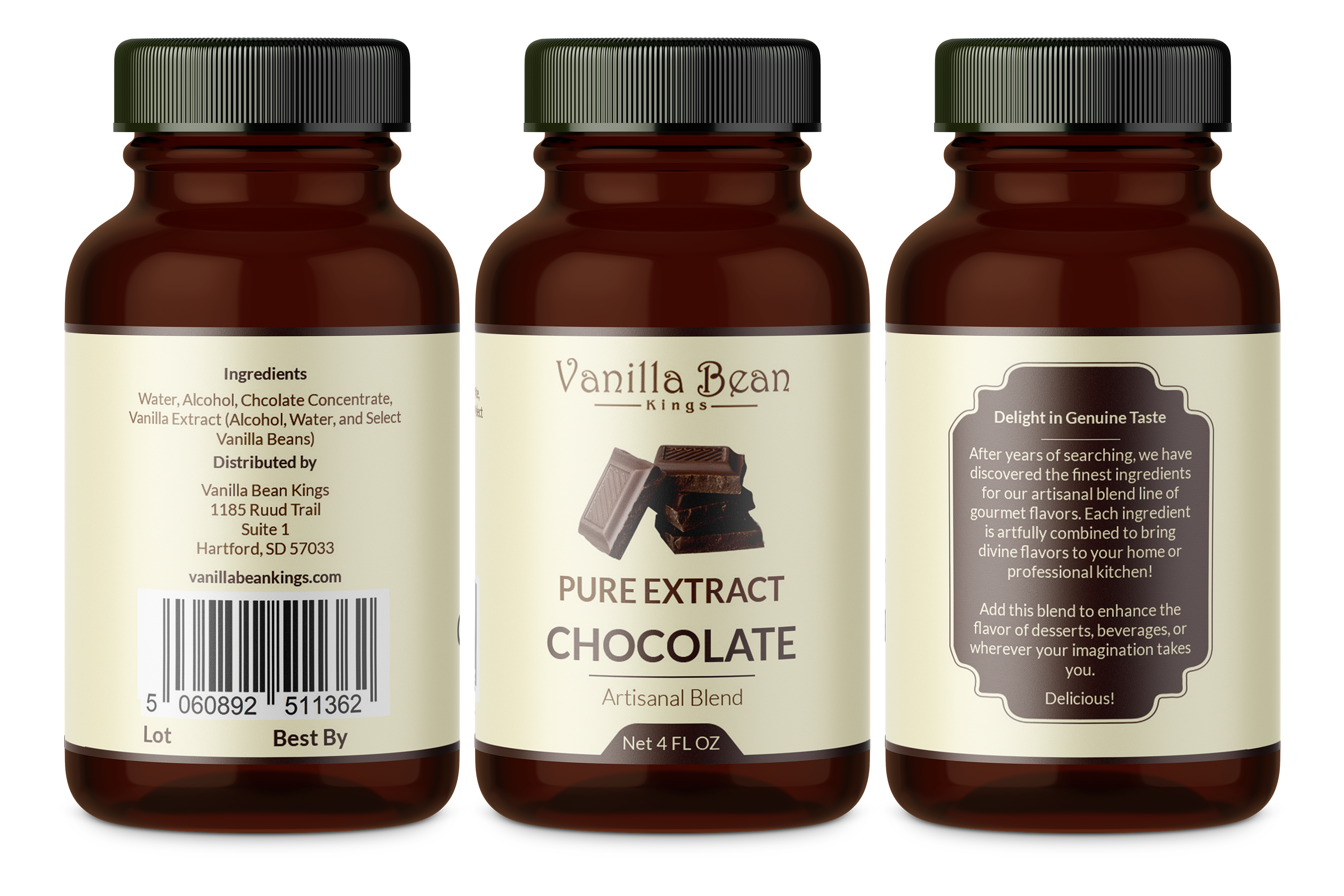 chocolate extract 4 oz bottle label