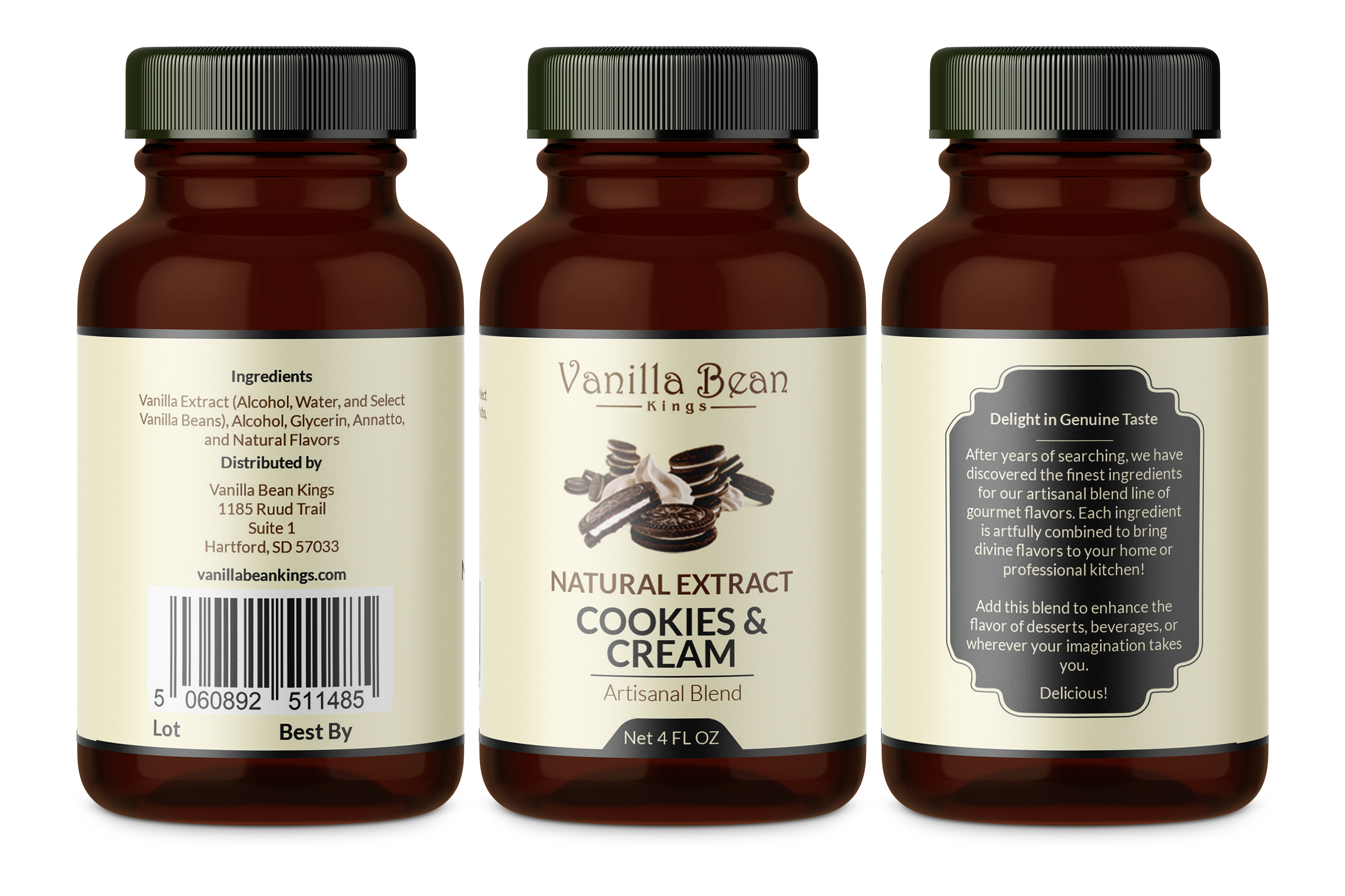 cookies and cream extract 4 oz bottle label